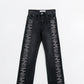 Q2 Straight jeans in black with silver strass details