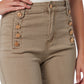 Straight Jeans With Gold Buttons At the Side in beige