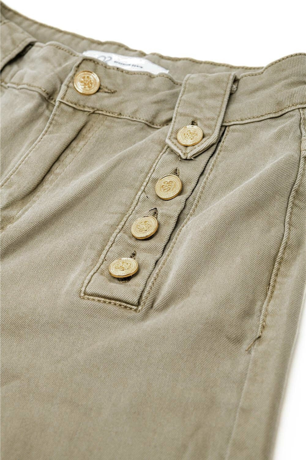 Straight Jeans With Gold Buttons At the Side in beige