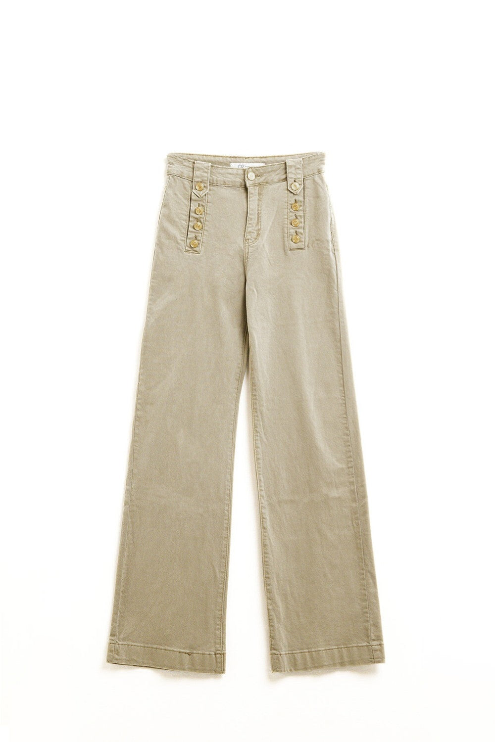 Straight Jeans With Gold Buttons At the Side in beige