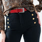 Straight Jeans With Gold Buttons At the Side in black