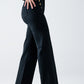 Straight Jeans With Gold Buttons At the Side in black