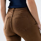 Straight Jeans With Gold Buttons At the Side in camel