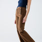 Straight Jeans With Gold Buttons At the Side in camel