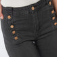 Straight Jeans With Gold Buttons At the Side in dark grey