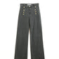 Straight Jeans With Gold Buttons At the Side in dark grey