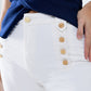 Straight Jeans With Gold Buttons At the Side in White