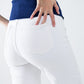 Straight Jeans With Gold Buttons At the Side in White