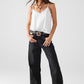 Straight Jeans With Stud Trim Details On The SIdes In Black