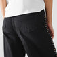 Straight Jeans With Stud Trim Details On The SIdes In Black