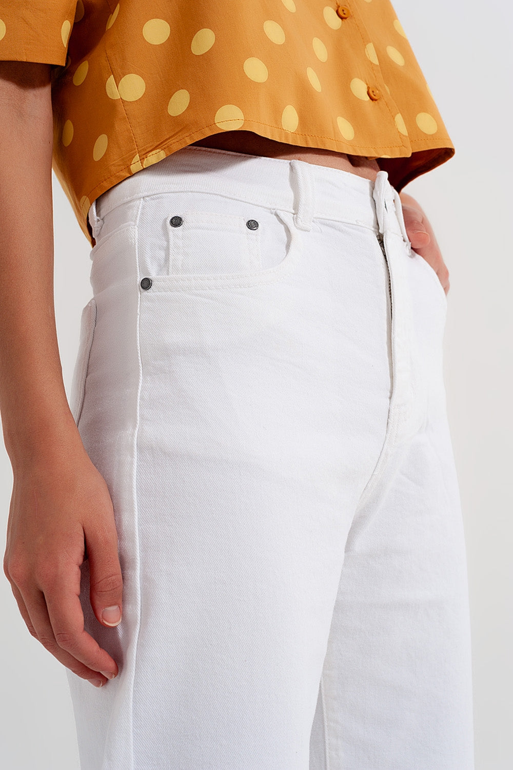 Straight leg ankle grazer jeans in white