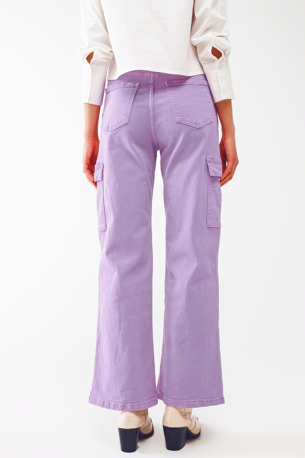 Straight Leg Cargo Jeans in Purple