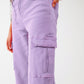 Straight Leg Cargo Jeans in Purple