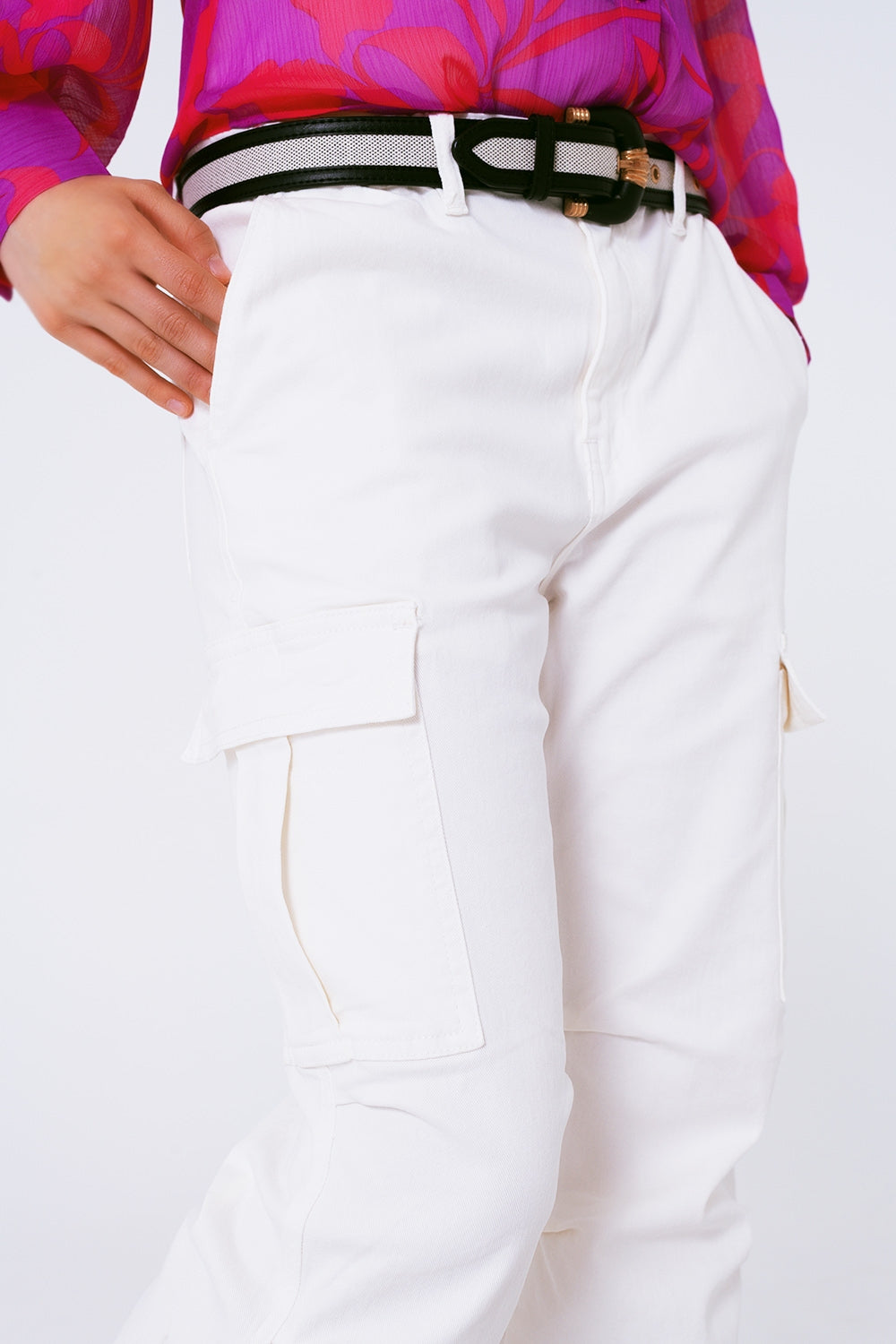 PANTALONES CARGO DE PIERNA RECTA EN BLANCO