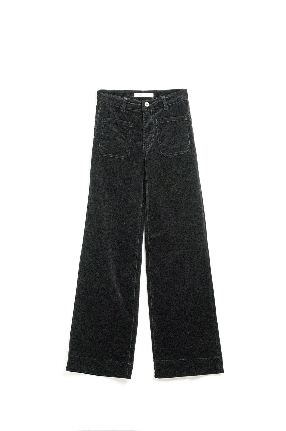 Q2 Straight Leg Corduroy Jeans in black with pockets