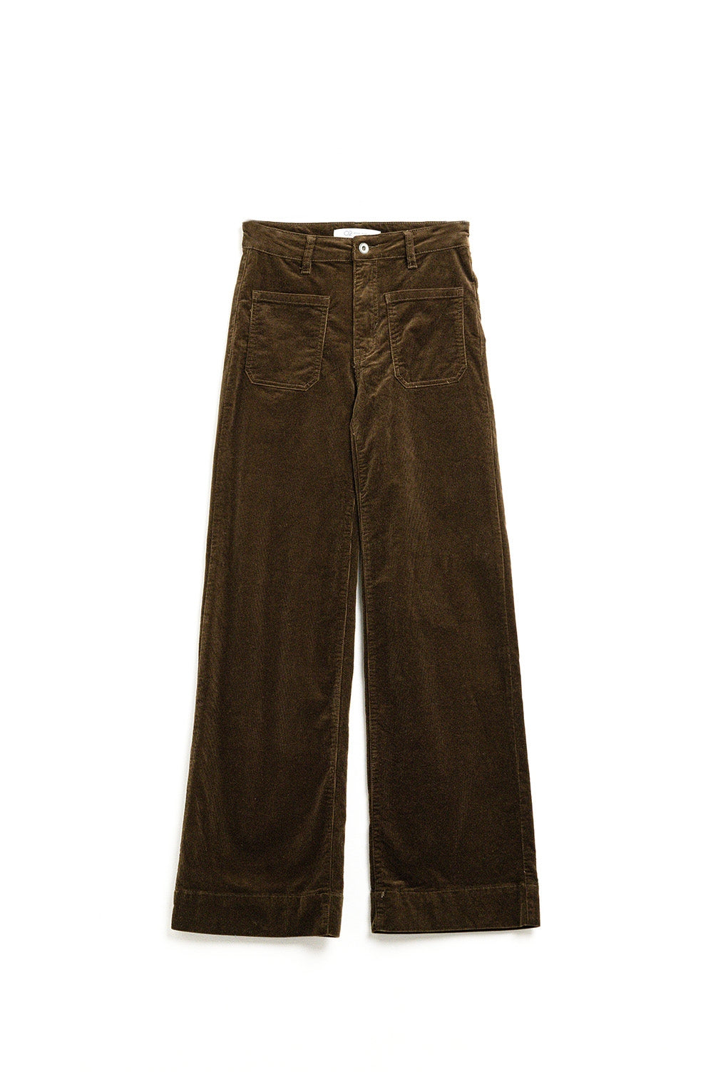 Q2 Straight Leg Corduroy Jeans in brown with pockets