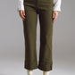 Q2 Straight Leg Jeans with Cropped Hem in dark Green