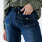 Straight Leg Jeans With Front Pockets and Button