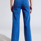 Straight Leg Jeans With Front Pockets Detail in Mid Wash