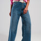 Q2 Straight leg jeans with PINK faux feather hem