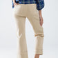 Straight leg Pants with cropped hem in dark beige