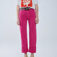 Q2 Straight leg Pants with cropped hem in magenta