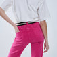 Straight leg Pants with cropped hem in magenta