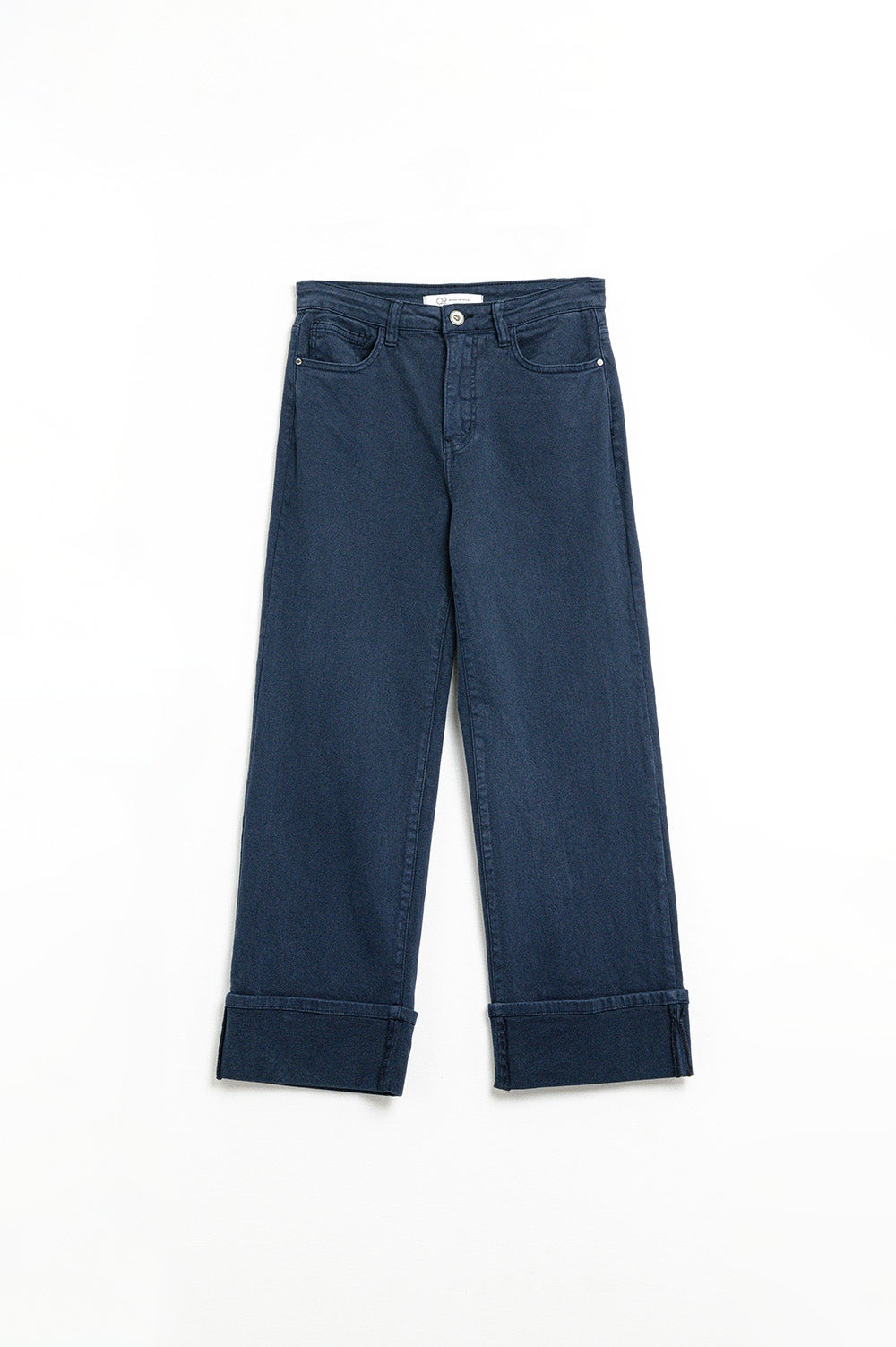 Straight leg Pants with cropped hem in navy
