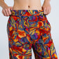 Straight Leg Pants With Floral Multicolor Print in Shades Of Red