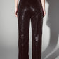 Straight Leg Sequin Pants in Black