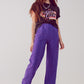 Straight leg tailored pants in purple