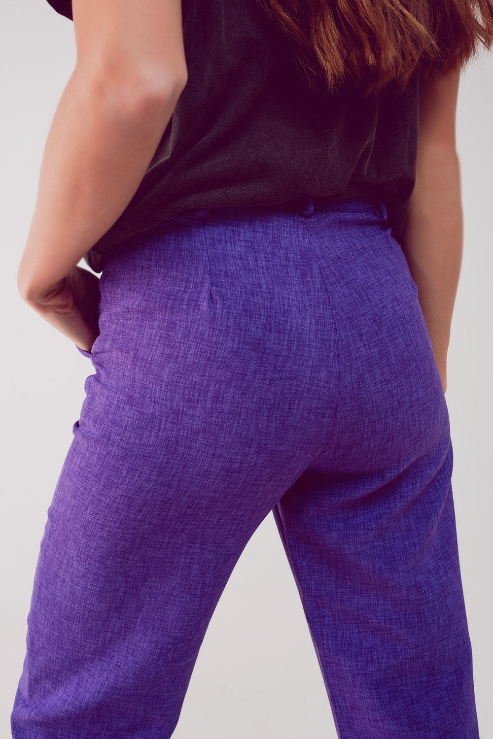 Straight leg tailored pants in purple