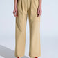 Q2 Straight Leg Trousers With Side Pockets and Darts in Beige