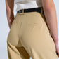 Straight Leg Trousers With Side Pockets and Darts in Beige