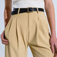 Pantalón Recto Con Bolsillos Laterales Y Pinzas En Beige