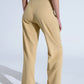 Straight Leg Trousers With Side Pockets and Darts in Beige