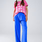 Straight Leg Trousers With Side Pockets and Darts in Blue