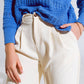 Straight Leg Trousers With Side Pockets and Darts in Cream