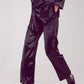 Q2 Straight leg velvet pants in black