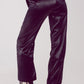 Straight leg velvet pants in black