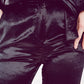 Straight leg velvet pants in black