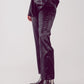 Straight leg velvet pants in black