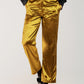 Straight leg velvet pants in lime