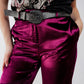 Straight leg velvet pants in purple