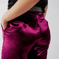 Straight leg velvet pants in purple