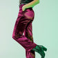 Straight leg velvet pants in purple