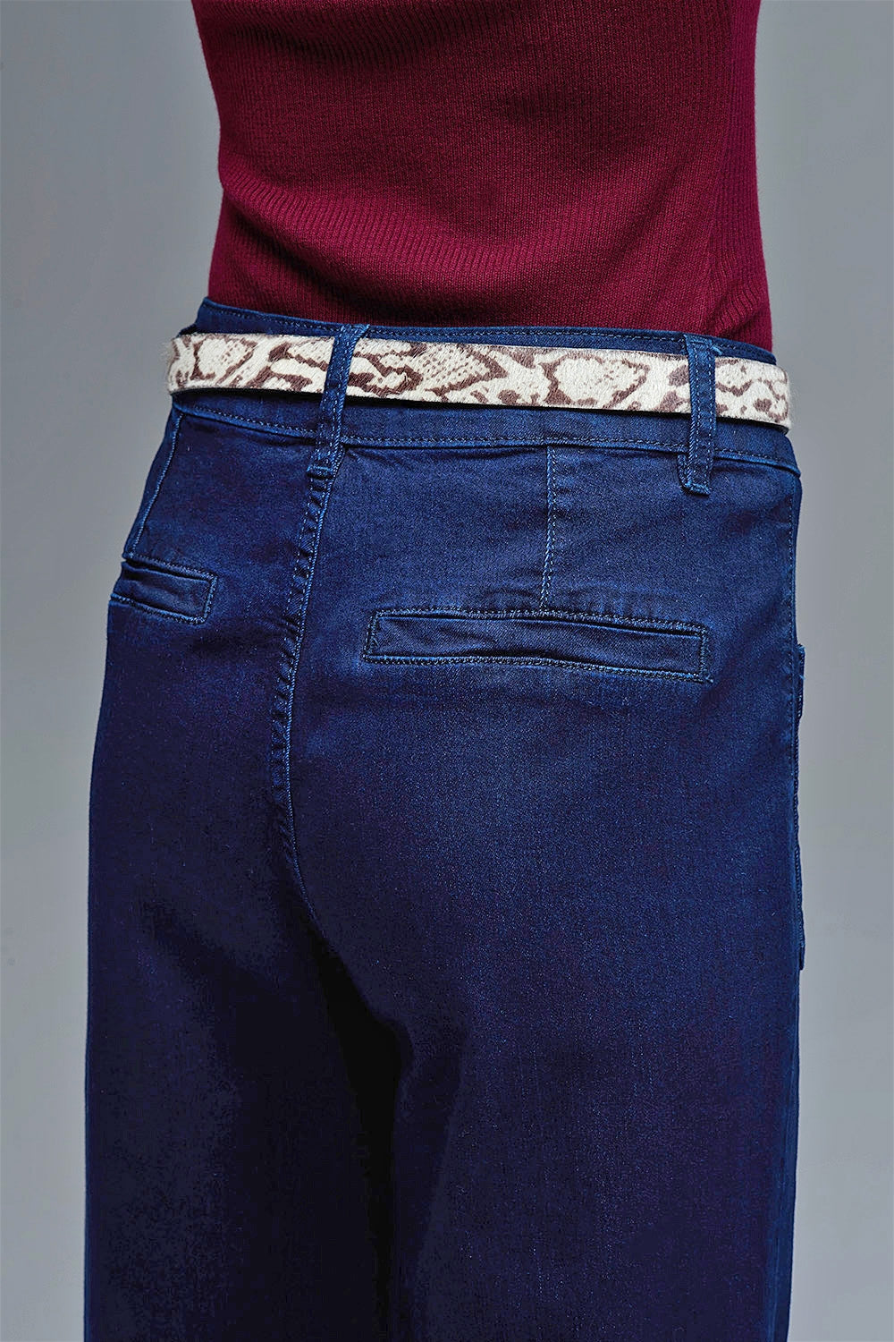 Straight Marine Jeans With Pocket Detail in Deep Blue
