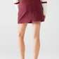 Straight mini skirt in burgundy with pockets