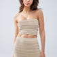 Q2 Strapless Knitted bodycon Top In Beige