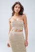 Q2 Strapless Knitted bodycon Top In Beige